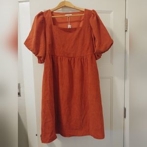 Rust corduroy baby doll dress